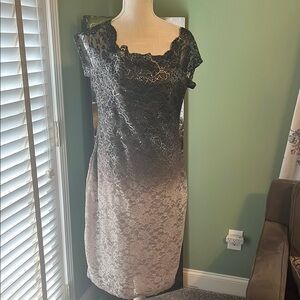 Onyx Black and Gray Lace Dress, Size 12